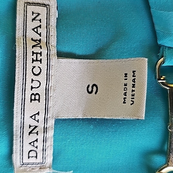 Dana Buchman sleevless tourqwise top. Size small.  Lovely chiffon overlay. - Picture 7 of 9